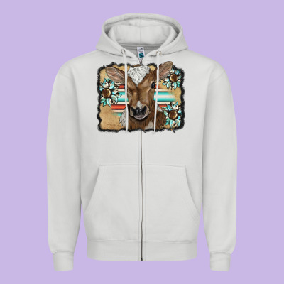 Western Wreath Baby Calf Zipper Hoodie Designed By Barkaloodesign