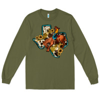 Army Green rodeo sunflower texas map Long Sleeve Tee - JahusDesignShop