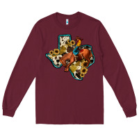 Burgundy rodeo sunflower texas map Long Sleeve Tee - JahusDesignShop