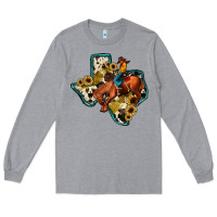 Heather Grey rodeo sunflower texas map Long Sleeve Tee - JahusDesignShop
