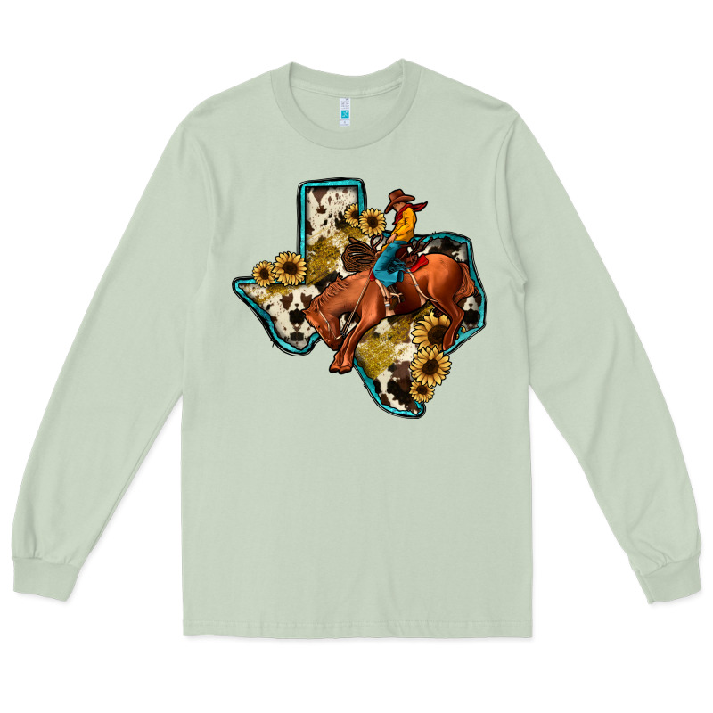 Rodeo Sunflower Texas Map Long Sleeve Tee by JahusDesignShop | Teevron