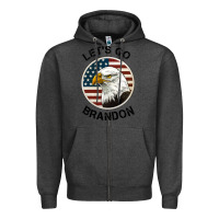 Charcoal Heather Lets Go Brandon American Bald Eagle Zipper Hoodie - Jasminsmagicworld