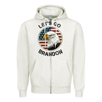 Oatmeal Heather Lets Go Brandon American Bald Eagle Zipper Hoodie - Jasminsmagicworld