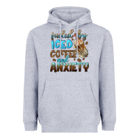 Heather Grey fueled by iced coffee and anxiety Heavyweight Hoodie - NancyCooperArtShop