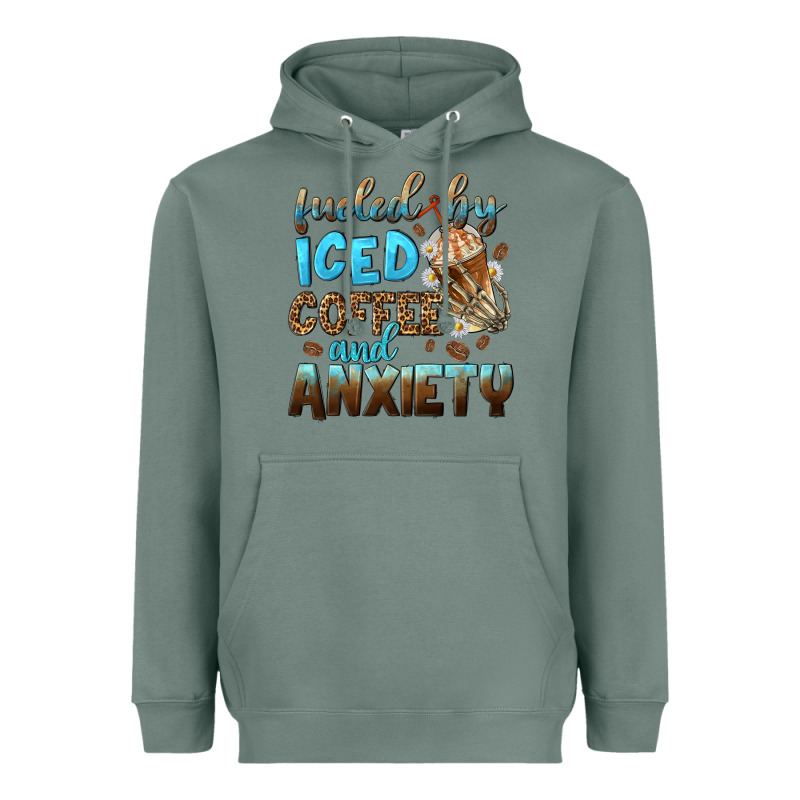 Fueled By Iced Coffee And Anxiety Heavyweight Hoodie by NancyCooperArtShop | Teevron