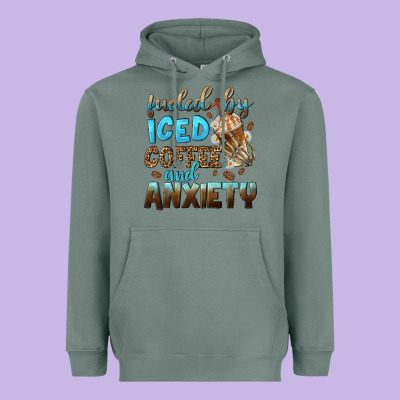 Fueled By Iced Coffee And Anxiety Heavyweight Hoodie Designed By Nancycooperartshop