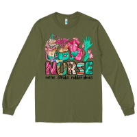 Army Green nurse coffee scrubs rubber gloves Long Sleeve Tee - Jasminsmagicworld