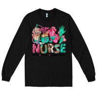 Black nurse coffee scrubs rubber gloves Long Sleeve Tee - Jasminsmagicworld
