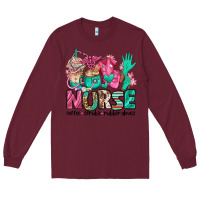 Burgundy nurse coffee scrubs rubber gloves Long Sleeve Tee - Jasminsmagicworld