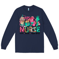 Navy nurse coffee scrubs rubber gloves Long Sleeve Tee - Jasminsmagicworld