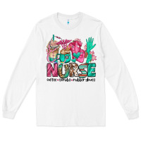 White nurse coffee scrubs rubber gloves Long Sleeve Tee - Jasminsmagicworld