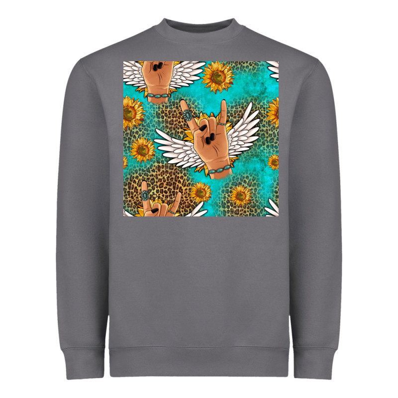 Rock N Roll Hands Seamless Pattern Heavyweight Sweatshirt by HRA Design Shop | Teevron