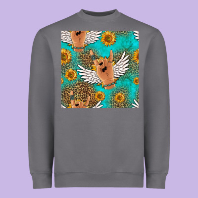 Rock N Roll Hands Seamless Pattern Heavyweight Sweatshirt Designed By Hra Design Shop