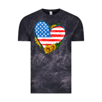 Cloud Black usa flag heart with sunflower Vintage Tee - HRA Design Shop