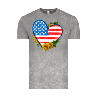 Cloud Rock usa flag heart with sunflower Vintage Tee - HRA Design Shop