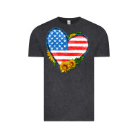 Vintage Black usa flag heart with sunflower Vintage Tee - HRA Design Shop