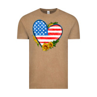 Vintage Coffee usa flag heart with sunflower Vintage Tee - HRA Design Shop
