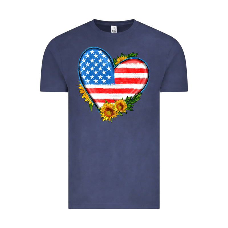 Usa Flag Heart With Sunflower Vintage Tee by HRA Design Shop | Teevron