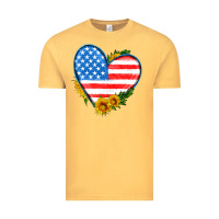 Vintage Mustard usa flag heart with sunflower Vintage Tee - HRA Design Shop