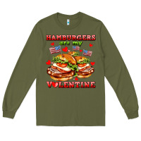 Army Green hamburger are my valentine Long Sleeve Tee - AdoDesignShop