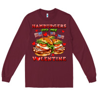 Burgundy hamburger are my valentine Long Sleeve Tee - AdoDesignShop