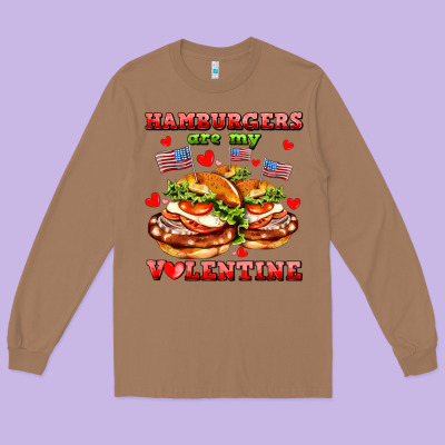 Hamburger Are My Valentine Long Sleeve Tee Designed By Adodesignshop