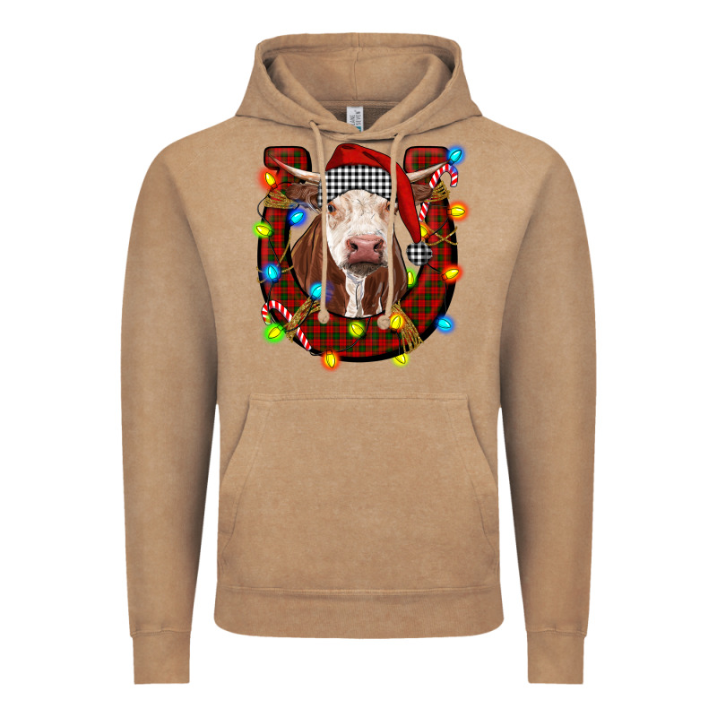 Christmas Horseshoe With Hereford Cow Vintage Hoodie by RanaPortraitStore | Teevron