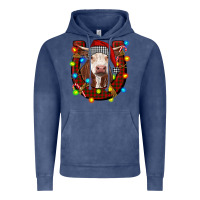 Vintage Denim christmas horseshoe with hereford cow Vintage Hoodie - RanaPortraitStore