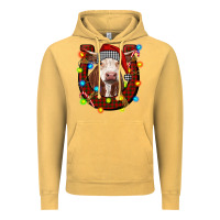 Vintage Mustard christmas horseshoe with hereford cow Vintage Hoodie - RanaPortraitStore