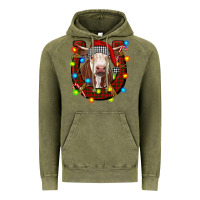 Vintage Olive christmas horseshoe with hereford cow Vintage Hoodie - RanaPortraitStore