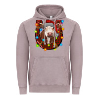 Vintage Zinc christmas horseshoe with hereford cow Vintage Hoodie - RanaPortraitStore