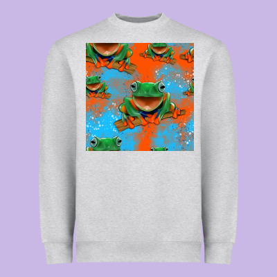 Funny Frogs Seamless Pattern Heavyweight Sweatshirt Designed By Hra Design Shop