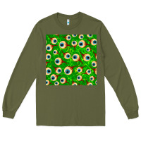 Army Green halloween eye balls seamless pattern Long Sleeve Tee - BundleAndBundleShop