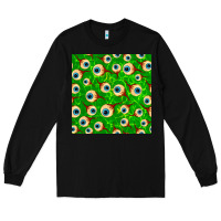 Black halloween eye balls seamless pattern Long Sleeve Tee - BundleAndBundleShop