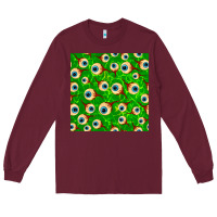 Burgundy halloween eye balls seamless pattern Long Sleeve Tee - BundleAndBundleShop