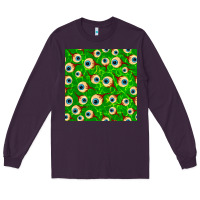 Plum halloween eye balls seamless pattern Long Sleeve Tee - BundleAndBundleShop