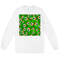 White halloween eye balls seamless pattern Long Sleeve Tee - BundleAndBundleShop