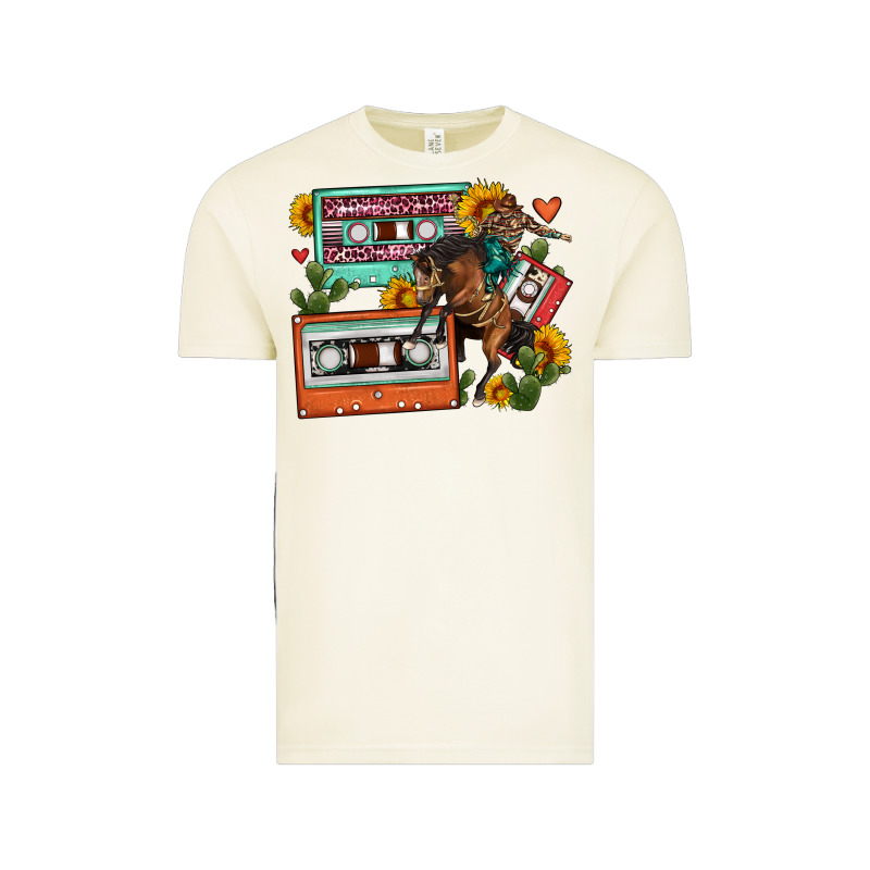 Rodeo Sunflower Cactus Cassette Vintage Tee by FaDigitalArtStudio | Teevron