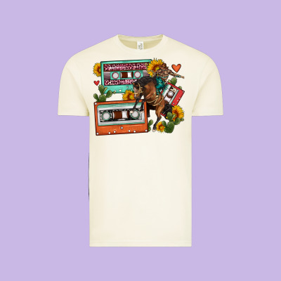Rodeo Sunflower Cactus Cassette Vintage Tee Designed By Fadigitalartstudio