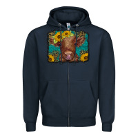 Navy western leopard buffalo plaid baby highland cow Zipper Hoodie - BarkalooDesign