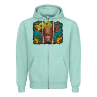 Seafoam western leopard buffalo plaid baby highland cow Zipper Hoodie - BarkalooDesign