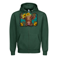 Sports Green western leopard buffalo plaid baby highland cow Zipper Hoodie - BarkalooDesign