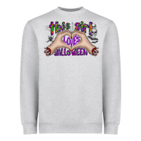 Heather Grey this girl loves halloween Heavyweight Sweatshirt - CowhideDigitalArt
