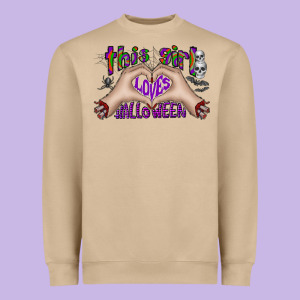 This Girl Loves Halloween Heavyweight Sweatshirt Designed By Cowhidedigitalart