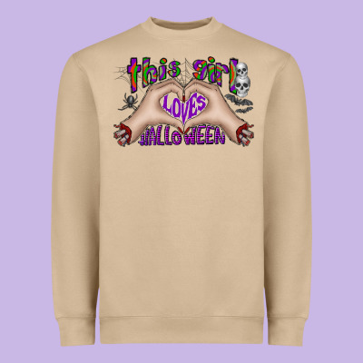 This Girl Loves Halloween Heavyweight Sweatshirt Designed By Cowhidedigitalart