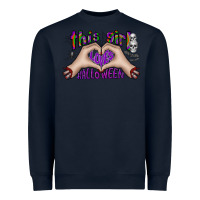 Navy this girl loves halloween Heavyweight Sweatshirt - CowhideDigitalArt