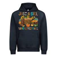 Navy Just a Girl Who Loves Fall Urban Hoodie - texasbilliewilder