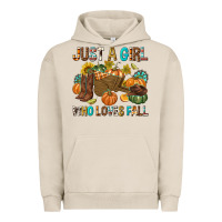 Pigment French Oak Just a Girl Who Loves Fall Urban Hoodie - texasbilliewilder