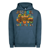 Pigment Midnight Navy Just a Girl Who Loves Fall Urban Hoodie - texasbilliewilder