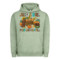Pigment Oil Green Just a Girl Who Loves Fall Urban Hoodie - texasbilliewilder